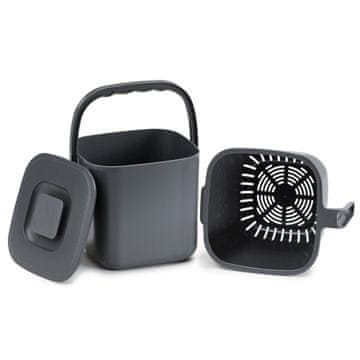 Songmics Nepropusten kompostnik s pokrovom in ročajem 4 L 24x20x19.5 cm sivi