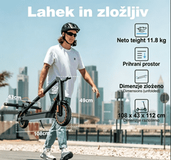 UNBRANDED TODIMART T3S zložljiv električni skiro za odrasle, 350 W, 25 km/h, doseg do 30 km, smerniki, 8,5" polne pnevmatike in aplikacija
