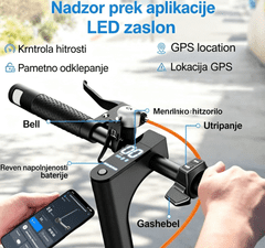 UNBRANDED TODIMART T3S zložljiv električni skiro za odrasle, 350 W, 25 km/h, doseg do 30 km, smerniki, 8,5" polne pnevmatike in aplikacija