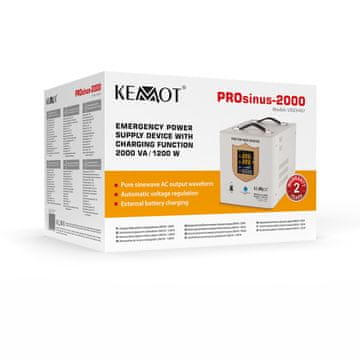 Kemot KEMOT PROsinus-2000 napajalna enota, 2000VA/1200W, čist sinus, 12V polnjenje