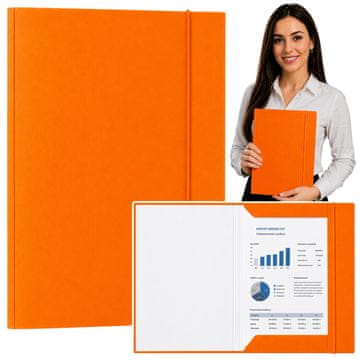 slomart LEAN Fascikel z gumico, A4, 300 g/m2, lakiran, oranžen
