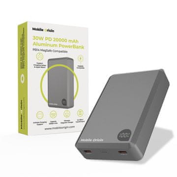 Mobile-origin PB14 PowerBank polnilna baterija, 20000 mAh, 30 W, 3-v-1, siva (MO-30WPD-PB14)