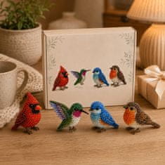 Vixson DIY komplet za izdelavo živali iz perlic, 4 kosi, 3D živali, ustvarjalni komplet za začetnike, z navodili in pripomočki | ANIBEAD Ptice na dvorišču