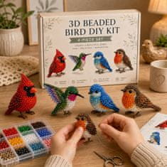 Vixson DIY komplet za izdelavo živali iz perlic, 4 kosi, 3D živali, ustvarjalni komplet za začetnike, z navodili in pripomočki | ANIBEAD Ptice na dvorišču