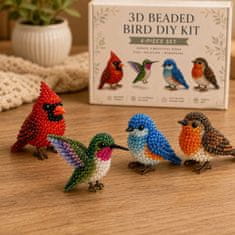 Vixson DIY komplet za izdelavo živali iz perlic, 4 kosi, 3D živali, ustvarjalni komplet za začetnike, z navodili in pripomočki | ANIBEAD Ptice na dvorišču