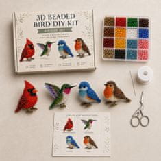 Vixson DIY komplet za izdelavo živali iz perlic, 4 kosi, 3D živali, ustvarjalni komplet za začetnike, z navodili in pripomočki | ANIBEAD Ptice na dvorišču