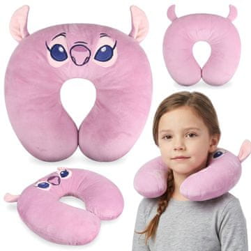 Disney DISNEY Stitch Angel Rožnata potovalna blazina, vratna blazina za letalo, naslon za glavo za avto