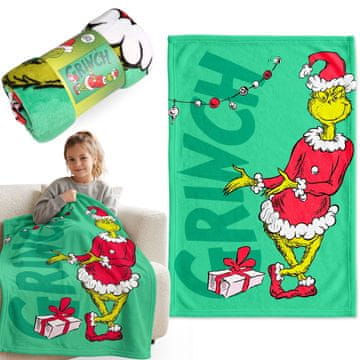 sarcia.eu Grinch Božični, MEHKA POLARNA odeja, zelena posteljna pregrinjala 100x150 cm, OEKO-TEX