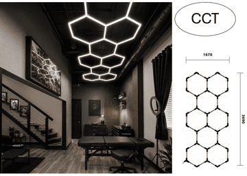 Optonica HEXAGON LED modularni sistem razsvetljave 259W CCT 31080lm 167x369 cm