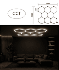 Optonica HEXAGON LED modularni sistem razsvetljave 280W CCT 33600lm 233x243 cm