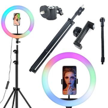 Verkgroup LED RGB obročna lučka s stojalom in držalom za telefon