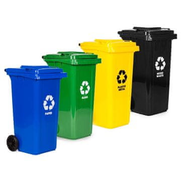 Northix Komplet 4 košev za odpadke po 120 l z gumijastimi kolesi HDPE večbarvni