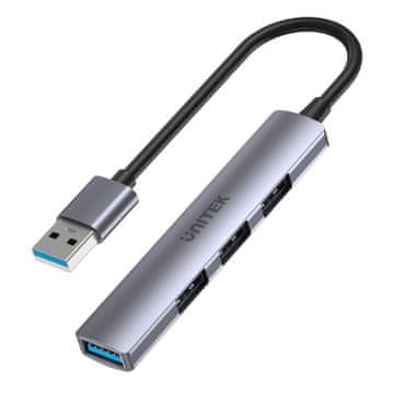 shumee Unitek H1208A USB hub 1xUSB-A 5 Gbps, 3xUSB-A 2.0 aluminijast
