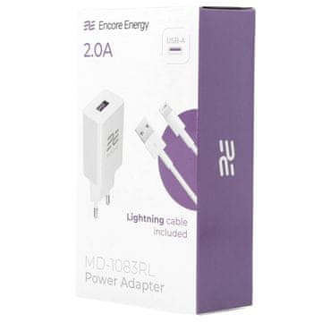 Nov stenski polnilnik USB-A 10W + kabel Lightning Univerzalni polnilnik MD-1083RL