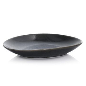 DUKA Porcelanasta skleda za juho Time Black s krožnikom 450 ml, ovalna, črna