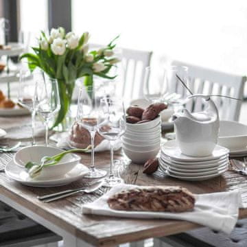 DUKA Eleganten porcelanast zajtrkovalni krožnik 22x19 cm White Time