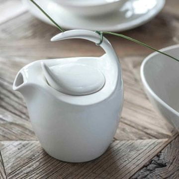 DUKA Porcelanska jušna skleda s krožnikom 450 ml bela Time