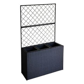 Homestar Skrinja za rože WICKER z mrežo 83x29x55/146 cm črna