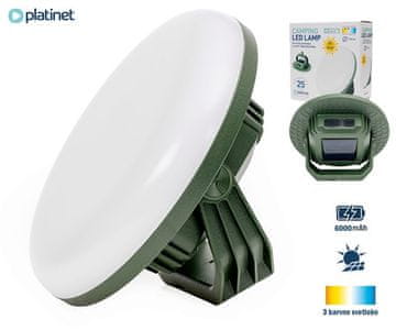 Platinet PGCL02S Camping solarna LED svetilka, 1400 lumnov, 21W, 8000mAh, 14000-2900K, USB-C, zelena