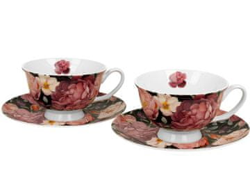 Duo Komplet dveh skodelic in krožnikov Spring Rose Black