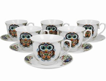 Duo Komplet 6 skodelic in krožnikov Ethno Owl
