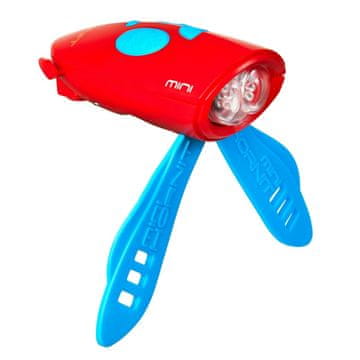 Hornit Mini modro/rdeča 2-v-1 kolesarska luč s hupo/zvoncem za otroke, za kolesa in skuterje