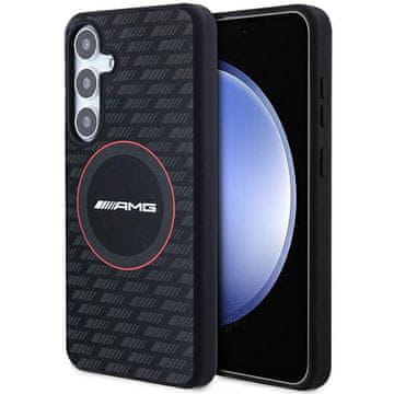 MERCEDES AMG AMHMS24M23SMRK S24+ S926 črno/črno trdo ohišje iz silikona z ogljičnim vzorcem MagSafe