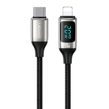 USAMS pleteni kabel U78 USB-C na Lightning LED 1,2 m 20 W PD hitro polnjenje bel/bel SJ545USB02 (US-SJ545)