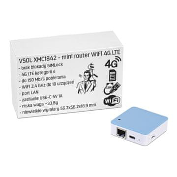Najmanjši usmerjevalnik SIM modem 4G LTE za avto Android Auto USB-C WiFi vsol XMC1842 Gigabit LAN