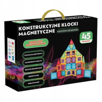 Magnetni gradniki, izobraževalni 3D, sestavljanke z velikimi ploščicami, 45 kosov