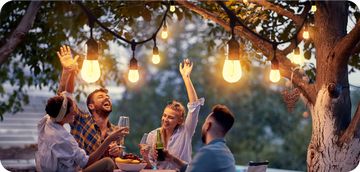 LED vrtna svetilka, girlanda, veriga, 10 m x žarnica E27, 1 W