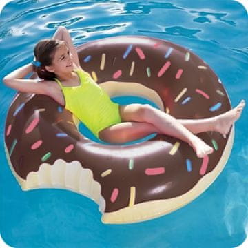 Napihljiv plavalni obroč, velik 105 cm XXL, vzmetnica v obliki krofov za vodni bazen na plaži