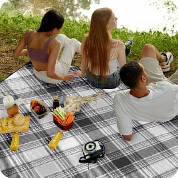 Odeja za piknik 200x200, za na plažo, 3 sloja, izolirana, vodoodporna, z ročajem