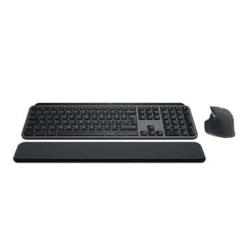 Logitech MX Keys S USB-C/BT brezžična osvetljena črna slo tisk naslon za zapestje + miška MX Master 3S + tipkovnica