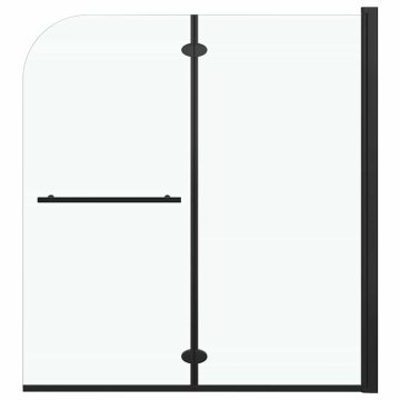 Vidaxl Zložljiva pregrada za tuš z 2 paneloma ESG 120x140 cm črna