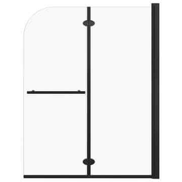 Vidaxl Zložljiva pregrada za tuš z 2 paneloma ESG 95x140 cm črna