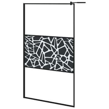 Vidaxl Pregrada za tuš 115x195 cm ESG steklo s kamnitim dizajnom črna