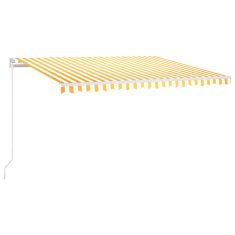 Vidaxl Ročno zložljiva tenda z LED lučmi 450x350 cm rumena in bela