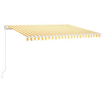 Vidaxl Ročno zložljiva tenda z LED lučmi 450x350 cm rumena in bela