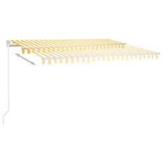 Vidaxl Ročno zložljiva tenda z LED lučmi 450x350 cm rumena in bela