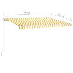 Vidaxl Ročno zložljiva tenda z LED lučmi 450x350 cm rumena in bela