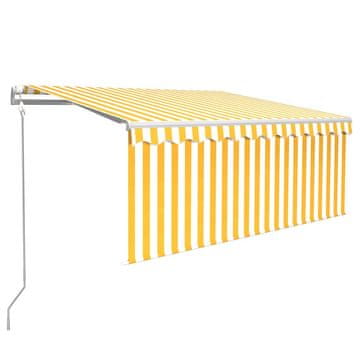 Vidaxl Avtomatska tenda s senčilom LED + senzor 3,5x2,5 m rumena/bela