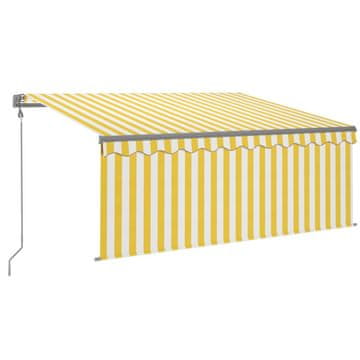Vidaxl Avtomatska tenda s senčilom LED + senzor 3,5x2,5 m rumena/bela