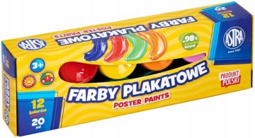 Astra Barve za šolske plakate 12 barv 20 ml intenzivne in neprozorne 1 kos.