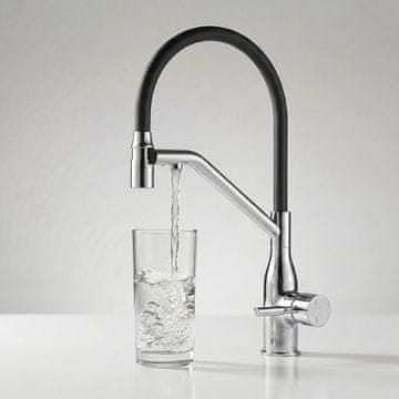 shumee Kuhinjska pipa Colina Eco, kromirana/črna, s priključkom za vodni filter