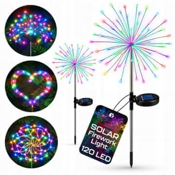 shumee 2x Solarna vrtna svetilka regrat 120 LED 110 cm RGB za vgradnjo v vrt