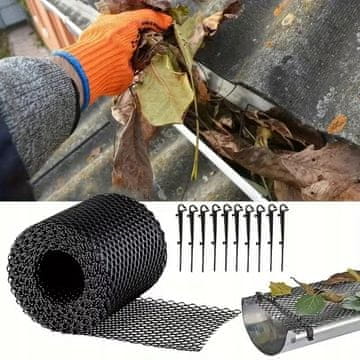 shumee Zaščitna mreža za žlebove 18 cm za listje in veje 8 m komplet ročajev
