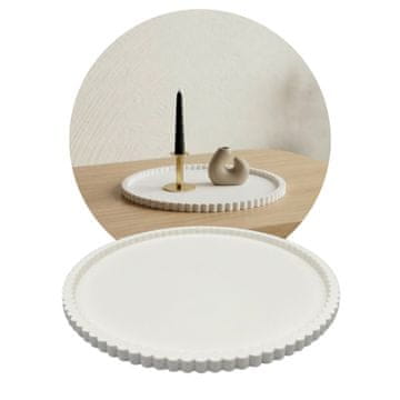 shumee Okrasni pladenj za sveče, pladenj za nakit, okrogel, bel, 20 cm