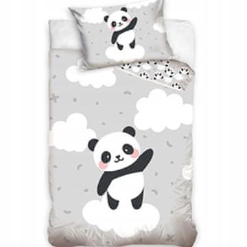 shumee Bombažna posteljnina Panda 90x120 40x60 Oblaki siva za otroško posteljico