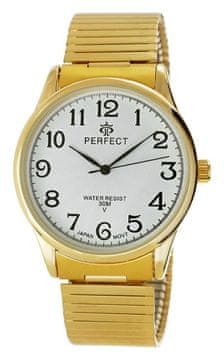 shumee Ura Perfect Stretch X421, zlato ohišje, bela številčnica, zlati pašček